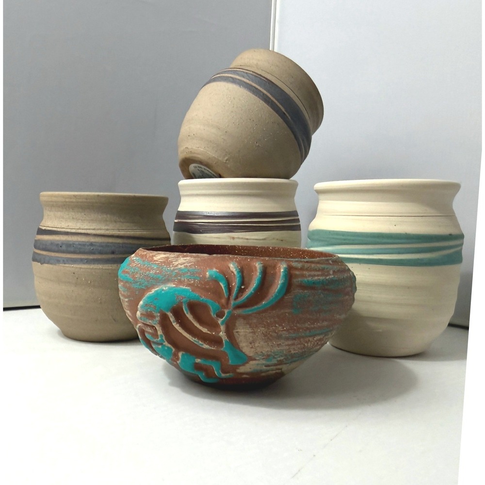 Studio Pottery Candle Holder 5pc Southwestern Kokopelli Tessier Family Potters